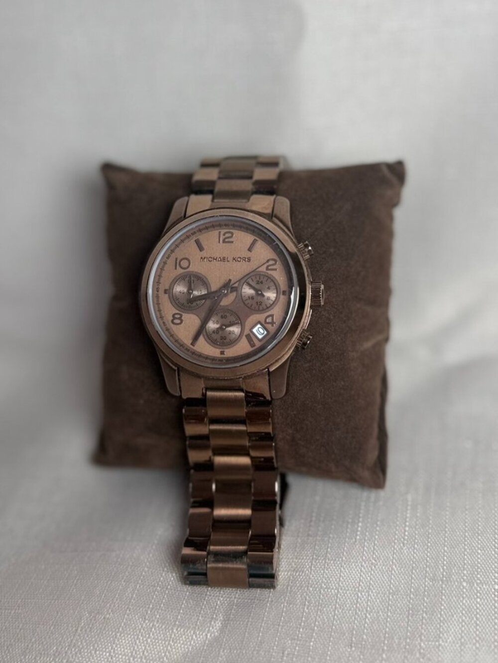 Michael Kors MK5492 Brown Stainless Steel Chronograph Watch $250 Retail